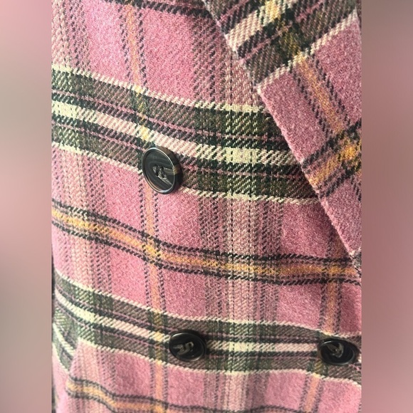 Davi & Dani Sz Small Pink Houndstooth Plaid Double Breasted Button Coat Jacket - Picture 3 of 16